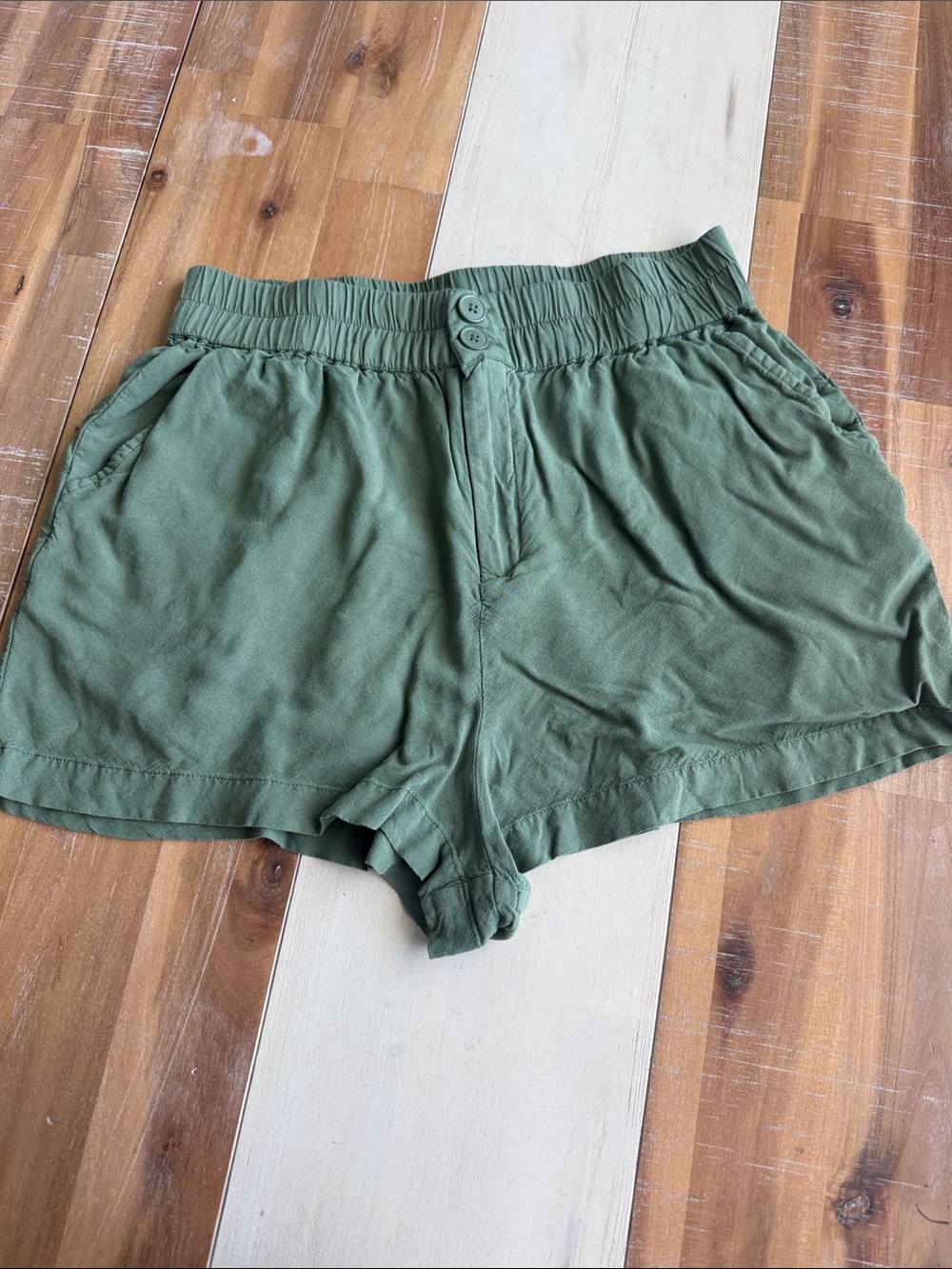 Aeropostale Olive High-Waist Elastic Waistband Shorts